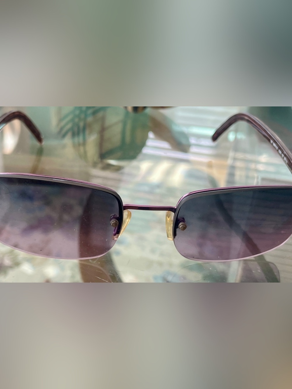 Purple Rim Rectangle Sunglasses by BURBERRY